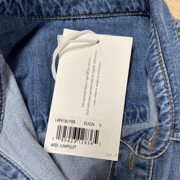 Frame NWT Arie Belted Utilitarian Denim Jumpsuit Size S Patch Pockets Buttons - Picture 6 of 12